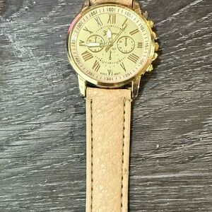 Geneva Gold and Tan Women's Watch